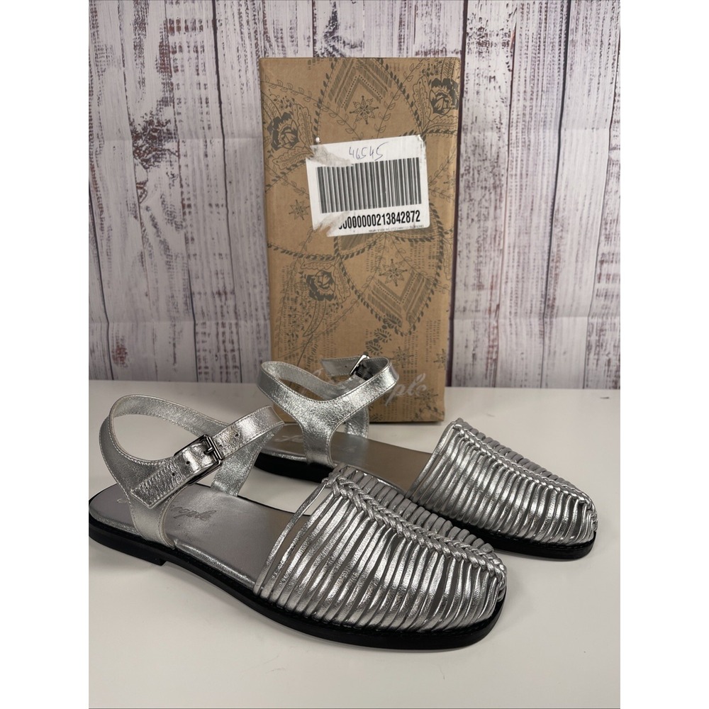 Free People Frankie Fisher Flat NEW 9.5 Silver Metallic MSRP $138